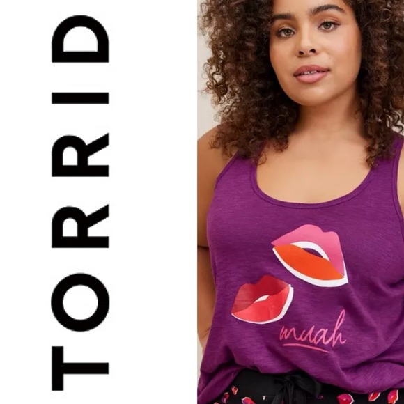 torrid Tops - TORRID Womens Slub Sleeveless Racerback Sleep Tank Top Dark Purple Size 2